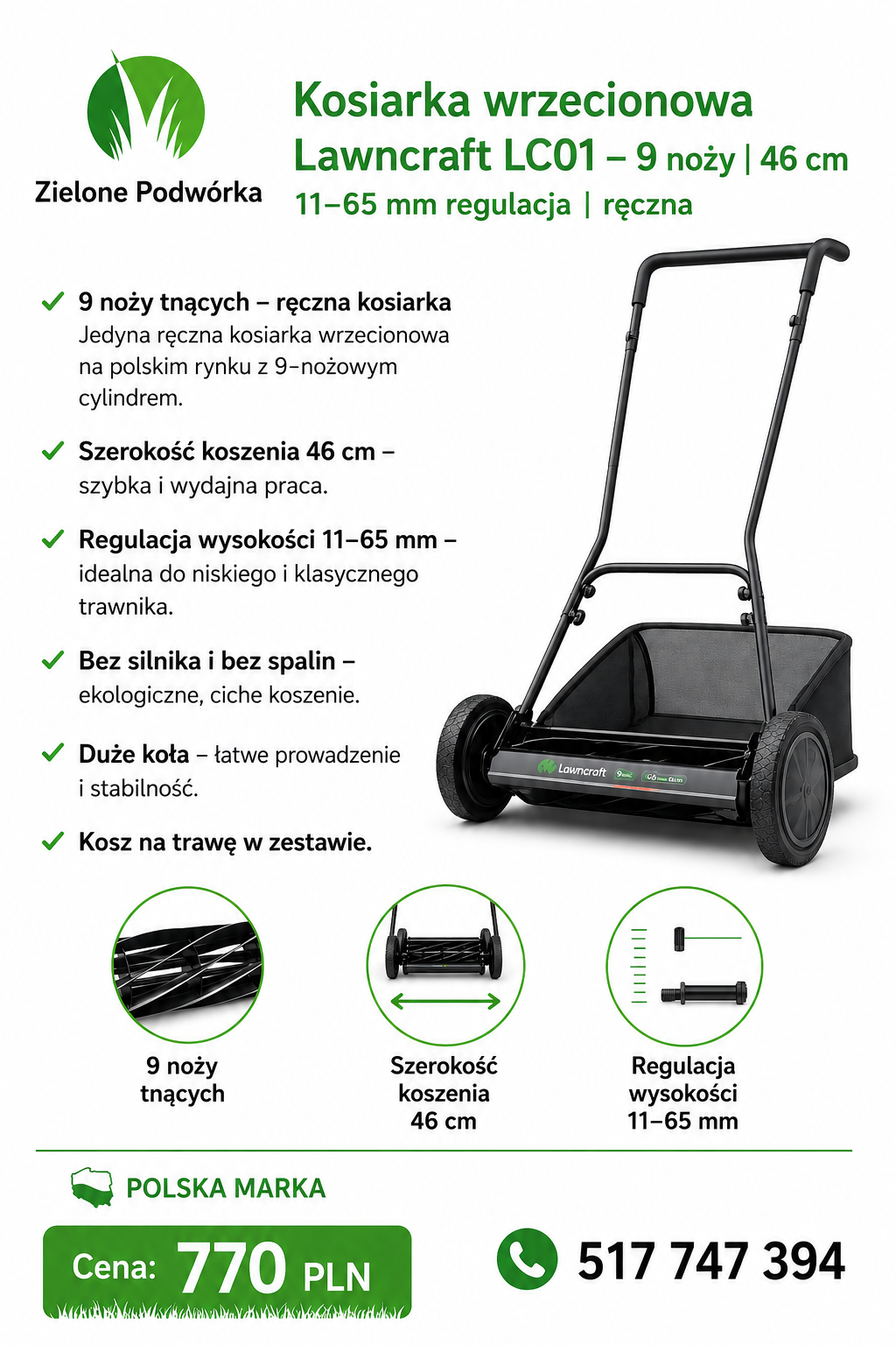 Kosiarka wrzecionowa Lawncraft